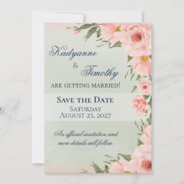 Größe Grün mit Peach-Rose Save The Date