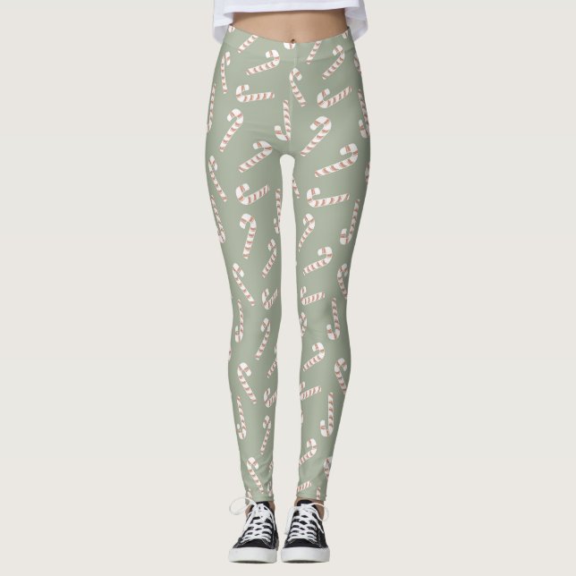 Größe grün mit roten und weißen Kanistern Leggings (Vorderseite)