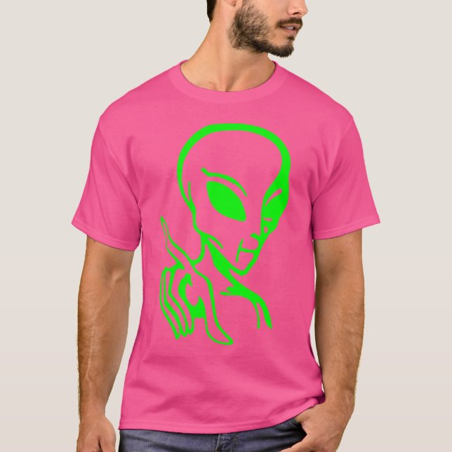 Große grüne Alien T-Shirt (Vorderseite)