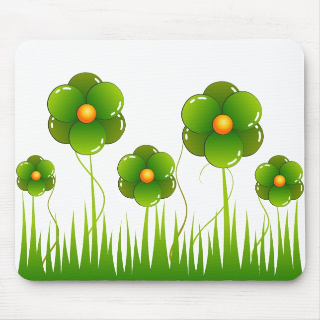 Große grüne Blumen Mousepad (Vorne)