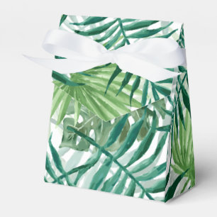 Große grüne Fernpalme und tropische Monstera-Pflan Geschenkschachtel