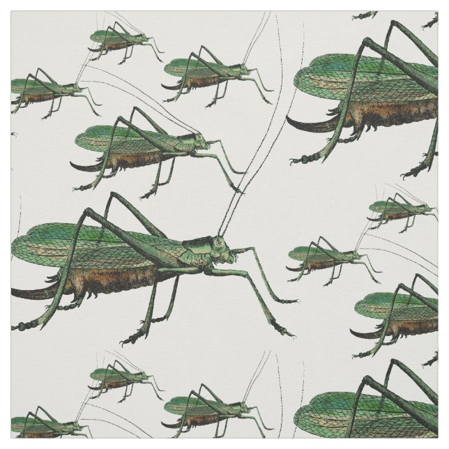 Große grüne Heuschrecken-Vintager Stich Stoff (Muster)