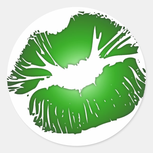 Große grüne Lippen Runder Aufkleber (Vorderseite)