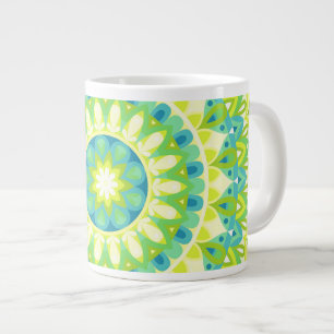 Große grüne Mandala Natur inspirierte Boho-Übergro Jumbo-Tasse