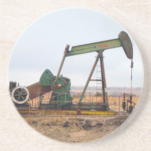 Große grüne Pumpjack auf dem Ölfeld Getränkeuntersetzer