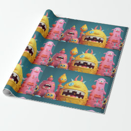 Große Gruppe farbenfroher Monster Geschenkpapier