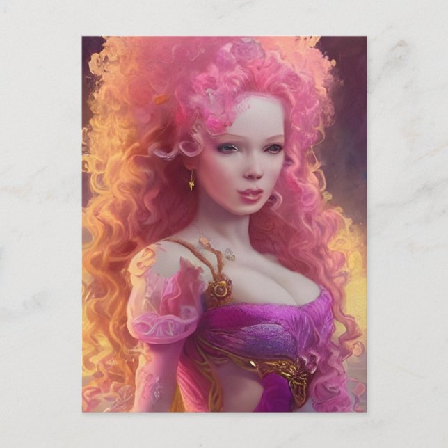 Große Haare Frau Postkarte (Vorderseite)