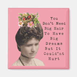 Große Haare, große Träume Vintage-Fotocollage Magnet
