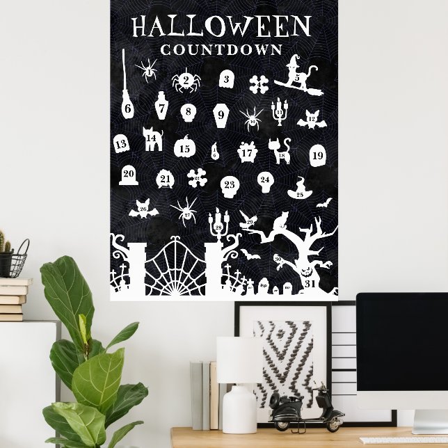 Große Halloween-Countdown Poster (Heimbüro)