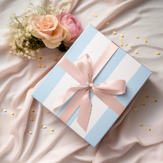 Große hellblaue und weiße Streifen Geschenkpapier