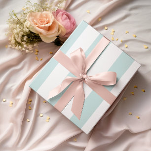 Große helle Türkis- und Weiße Streifen Geschenkpapier