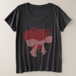 große Herzen mit einer roten Schleife ,Valentinsta Größe T-Shirt