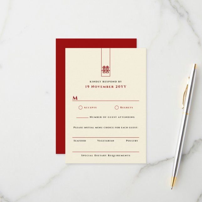 Große Hochzeit in Rectangle RSVP Karte (Vorderseite/Rückseite Beispiel)