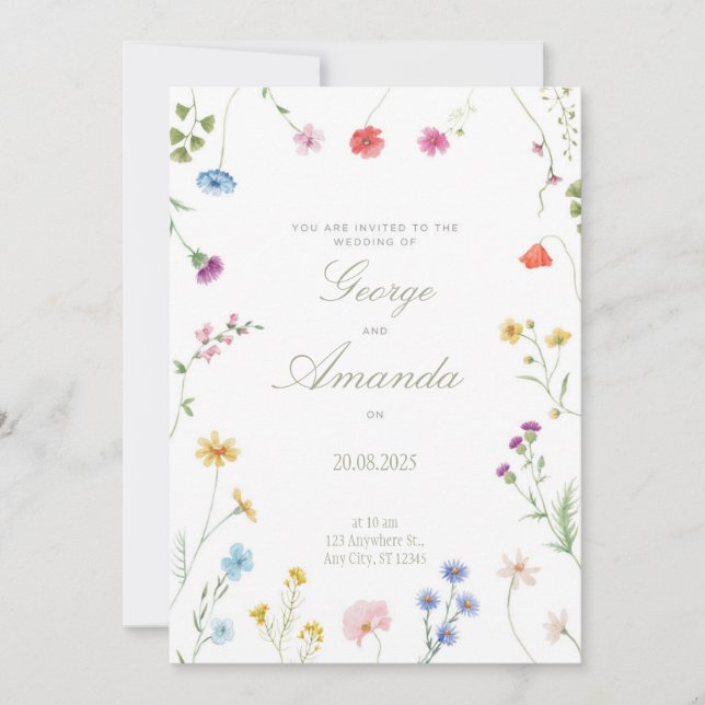 große Hochzeitseinladung 2025 Einladung (Vorderseite)