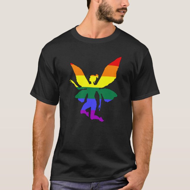 Große homosexuelle Regenbogen-Fee T-Shirt (Vorderseite)