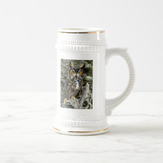 Große Horn-Eule Stein Bierglas