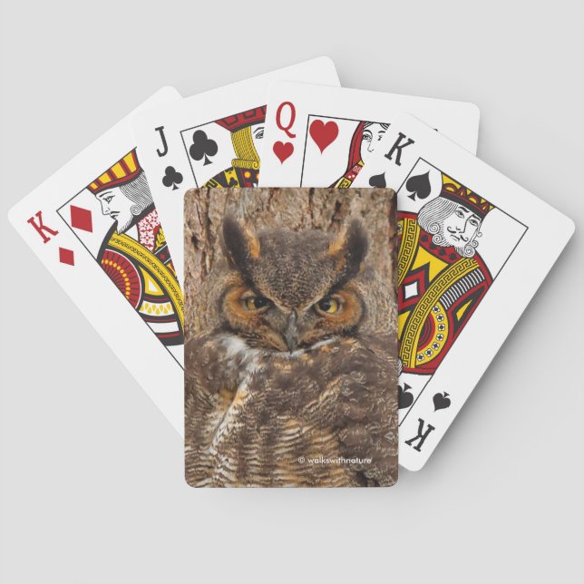 Große Horned Owl im Douglas Fir Spielkarten (Rückseite)