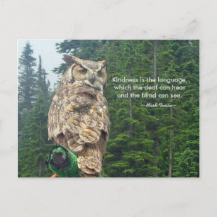 Große Horned Owl Kindness Postkarte