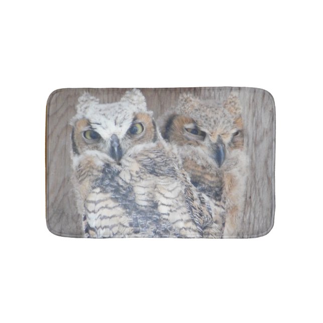 Große Horned Owlettes Floor Mat, Rug Wohngestaltun Badematte (Vorderseite)
