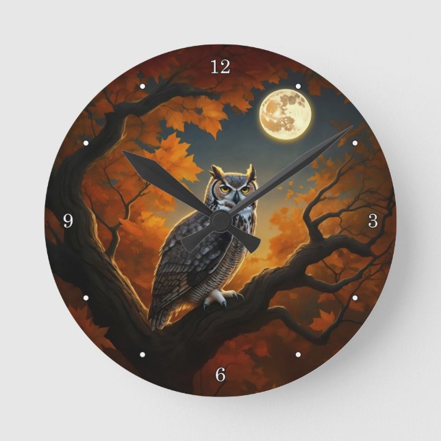 Große Hornschale im Herbst Runde Wanduhr (Vorderseite)