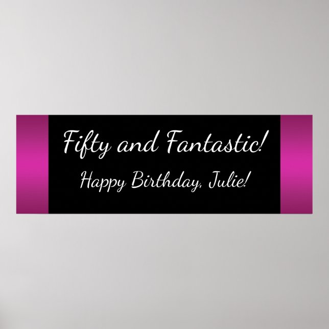 Große Hot Pink Birthday Party Banner Poster (Vorne)