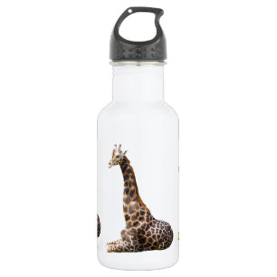 Große hübsche Giraffe echtes Tierfoto Edelstahlflasche