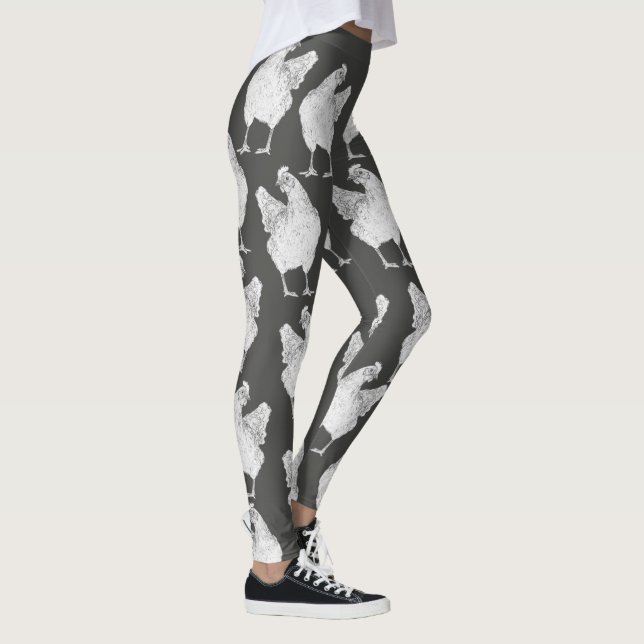 Große Hühner auf Grau - Leggings (Rechts)