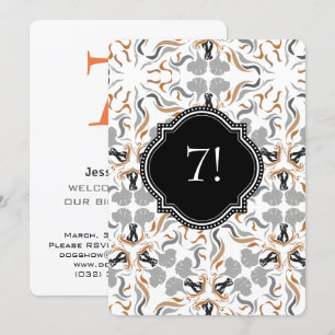 Große Hundeparty Golden Schwarz Einladung