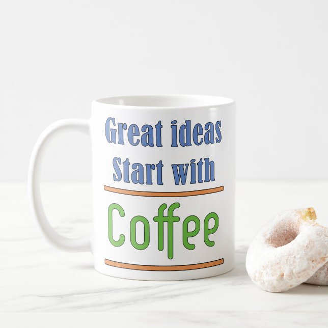 Große Ideen beginnen mit Kaffee Kaffeetasse (Mit Donut)
