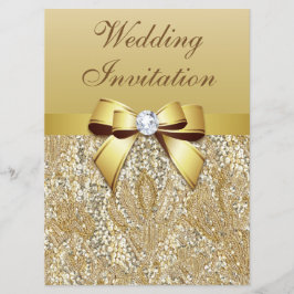 Große Imitate Gold Sequins und Bow Wedding Einladung