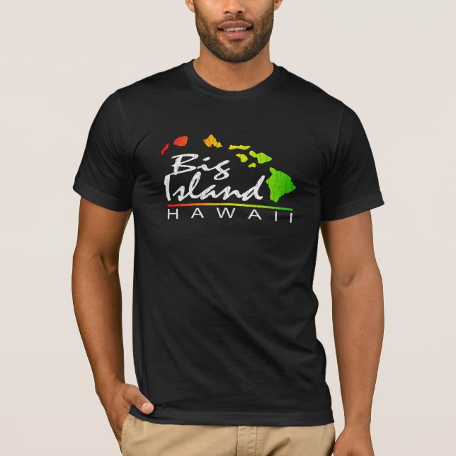 GROSSE INSEL Hawaii (beunruhigter Entwurf) T-Shirt (Vorderseite)