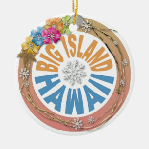 Große Insel-Hawaii-Feiertags-Hibiskusverzierung Keramik Ornament