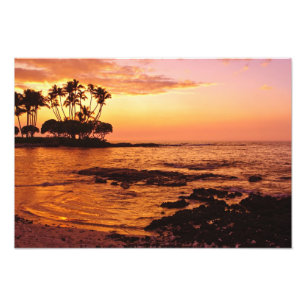 Große Insel, Hawaii. Sonnenuntergang, Big Island H Fotodruck