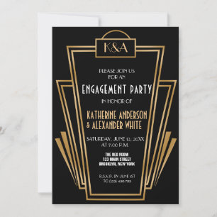 Große Inspirierte Art Deco Engagement Party Einlad Einladung