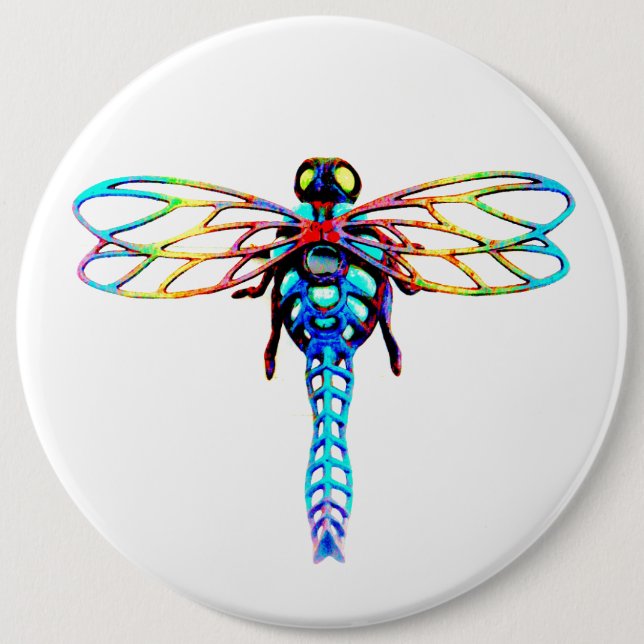 große irisierende Libelle Button (Vorderseite)