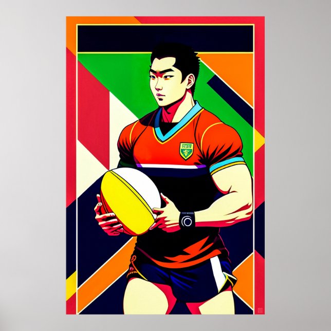 Große japanische Rugby Art Poster (Vorne)