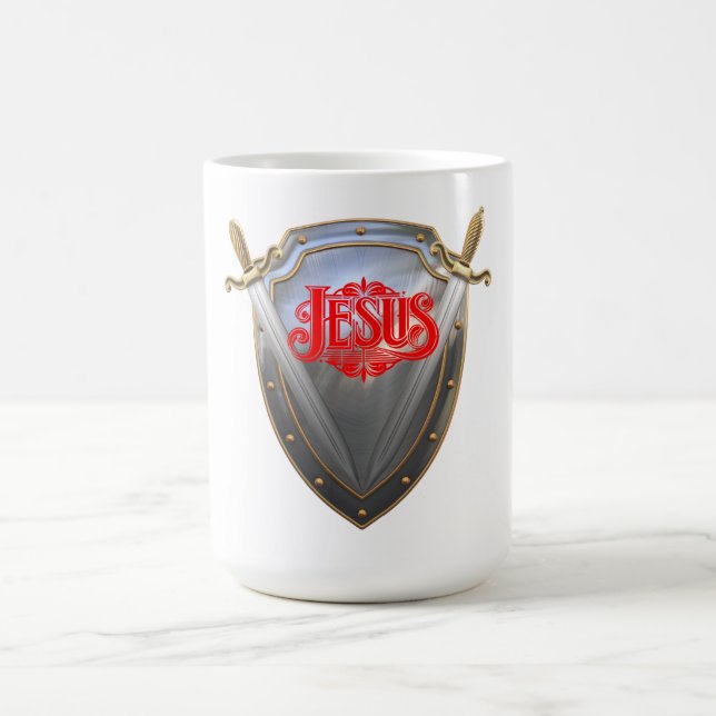 Große Jesus-Schwert- und Schild-Tasse Kaffeetasse (Mittel)