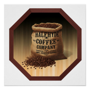 Große Jute-Tasche mit Etikett für Halfhyde Coffee  Poster