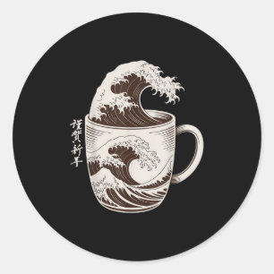 Große Kaffeemaschine japanische Art Tasse Caffe Runder Aufkleber