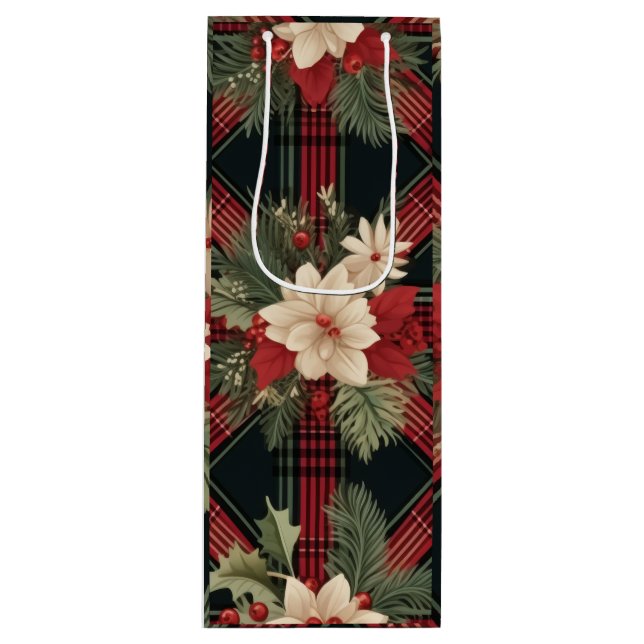 Große Karierte Geschenktasche der Marine Geschenktüte Für Weinflaschen (Vorderseite)