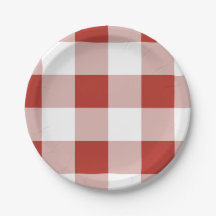Große karierte rote Gingham-Papierplatte | Kariert