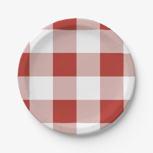 Große karierte rote Gingham-Papierplatte Kariert Pappteller