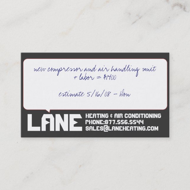 Große Kasten-Schätzungen Visitenkarte (Vorderseite)