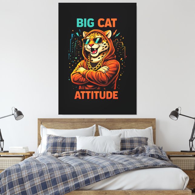 Große Katzenattitüde Leinwanddruck (Insitu (Schlafzimmer))