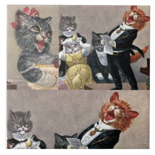 Große Keramik Tile, Vintage Funny Kitty Postcard! Fliese