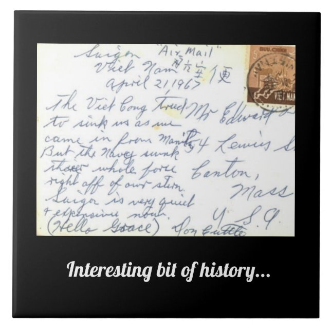 Große Keramik Tile Vintage Postkarte Vietnam Hist! Fliese (Vorderseite)