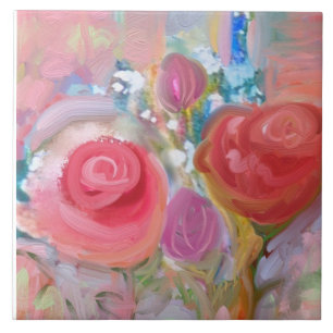 Große Keramik Tile, wunderschöne Original Blume Fliese