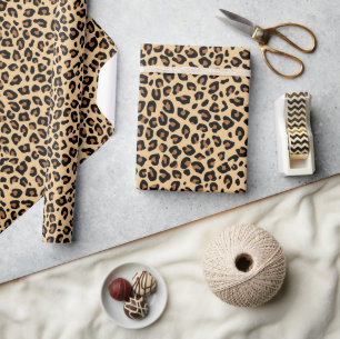 Große klassische braune und schwarze Leopardenfell Geschenkpapier