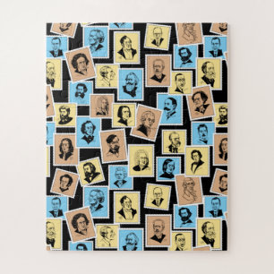 Große Komponisten auf Briefmarke, Trikolormuster - Puzzle