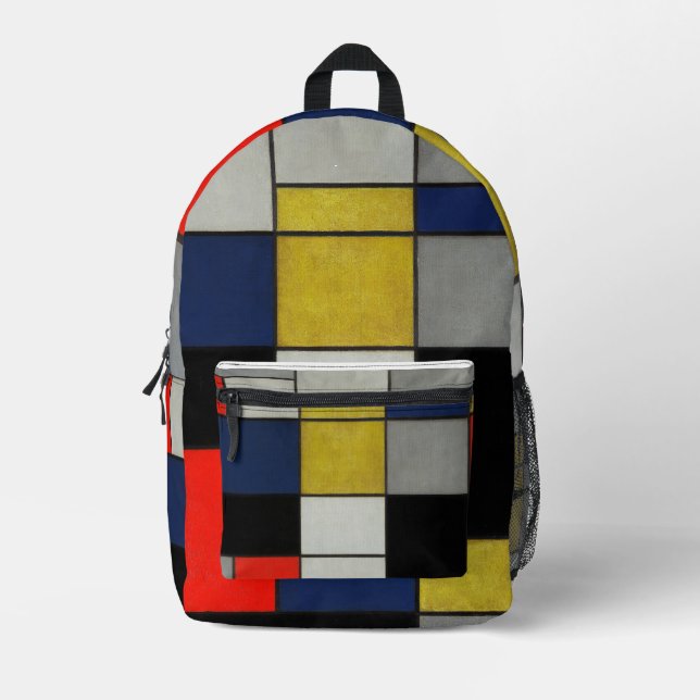 Große Komposition von Piet Mondrian Bedruckter Rucksack (Vorderseite)